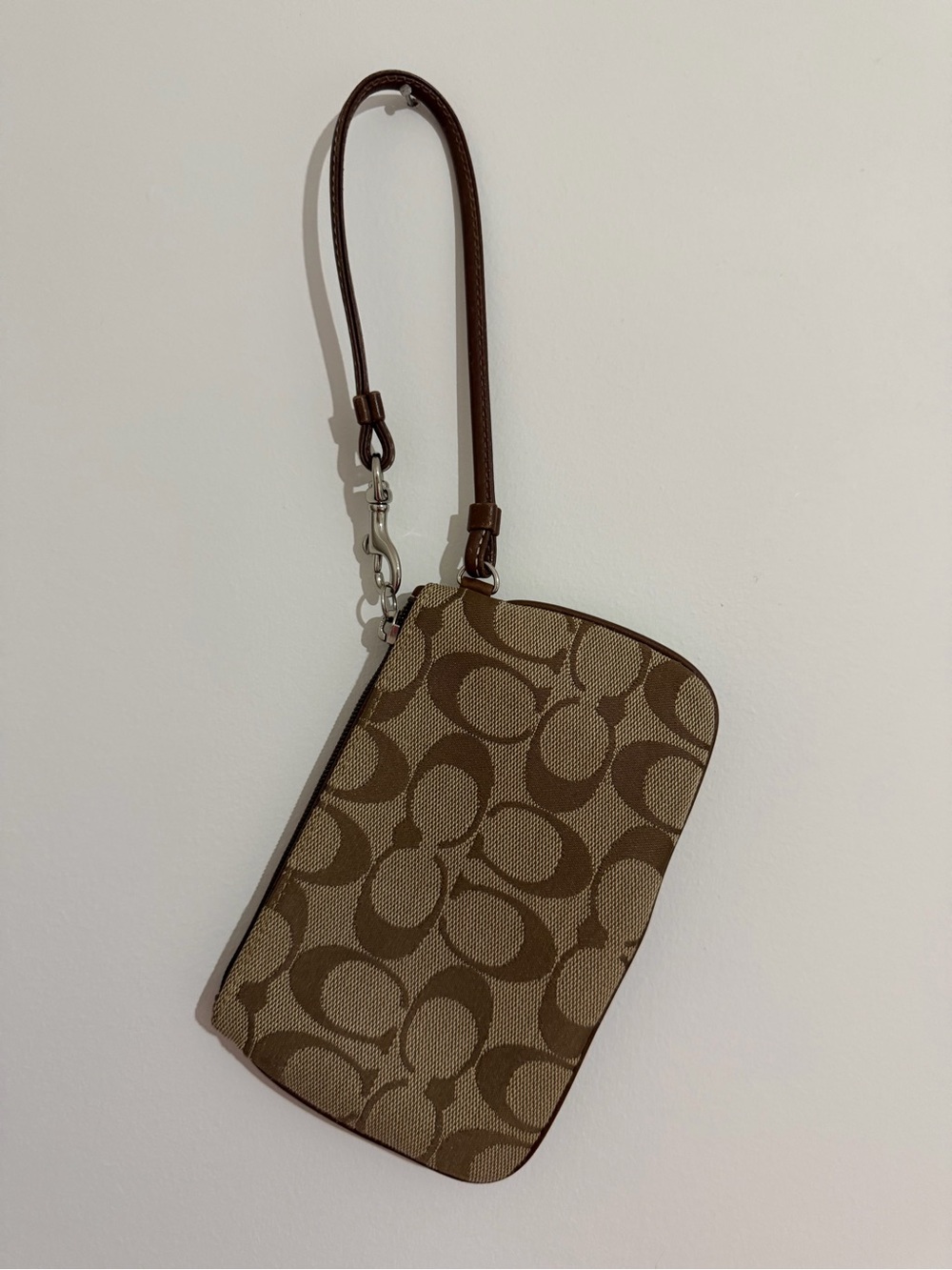 Coach Brown Signature Canvas Wristlet